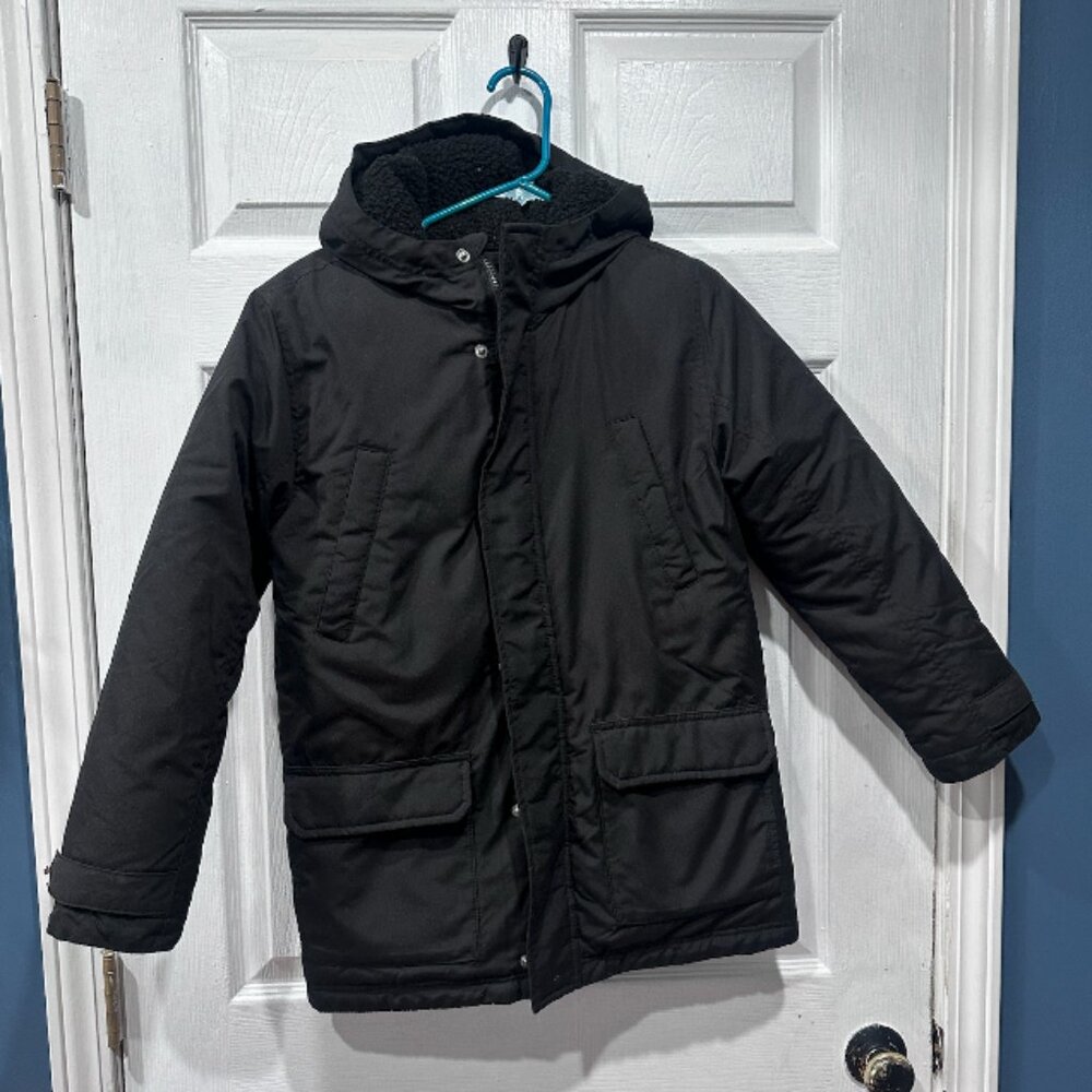 Old Navy Boys Black Sherpa-Lined Coat